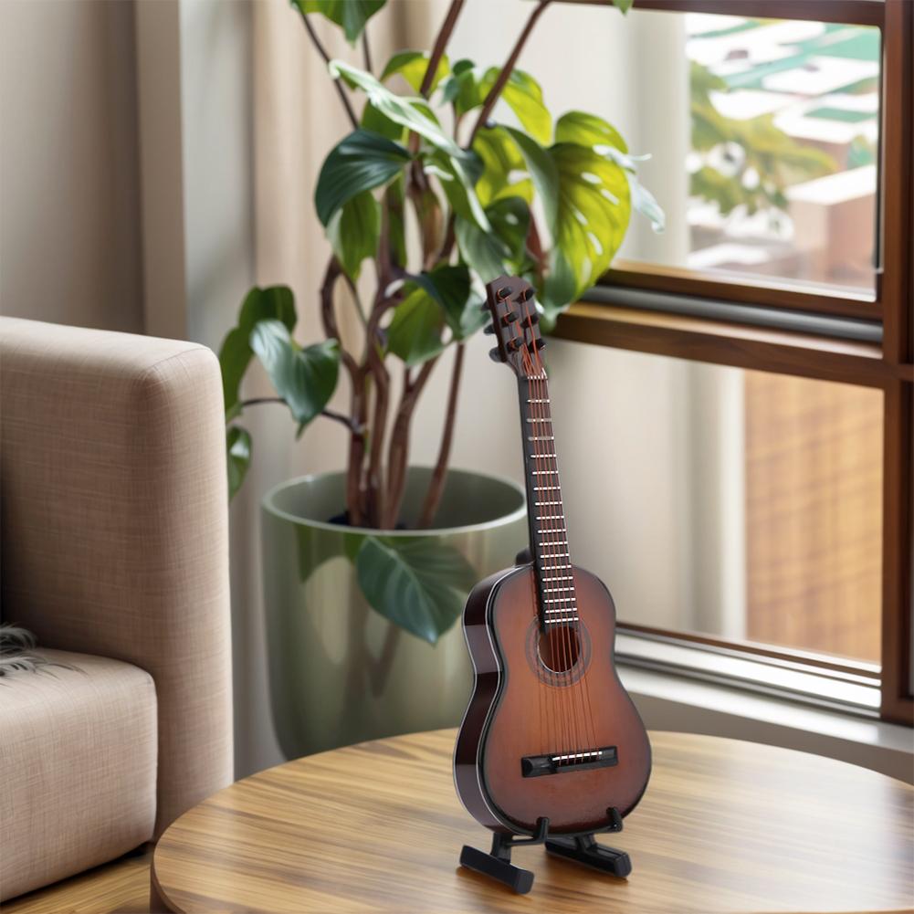 Miniature Musical Instrument with Stand Wooden Decorative Ornament Musical Instrument Replica for Miniature Model Decor Gift