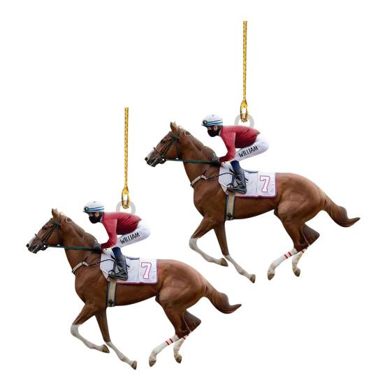 Yousheng 2Pcs Christmas Ornament Acrylic Riding Design Christmas Tree Pendant Holiday Home Decor Car Interior Decoration