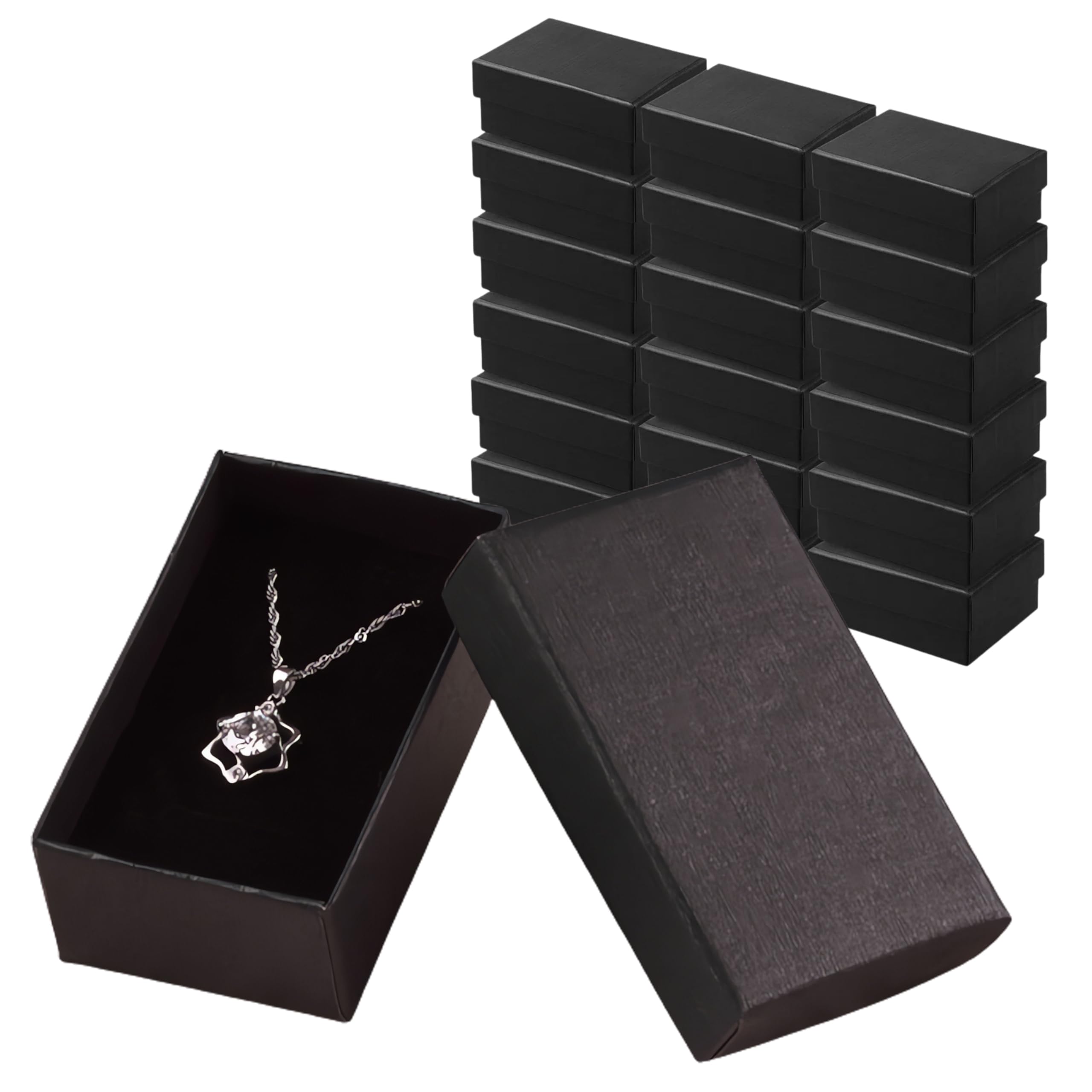 

East Leaf [High-Quality Black] Gift Boxes, Set of 18, Rectangular, Thin, with Sponge Mounting, for Necklaces, Rings, and Earrings, 5 x 8 x 2.8 cm