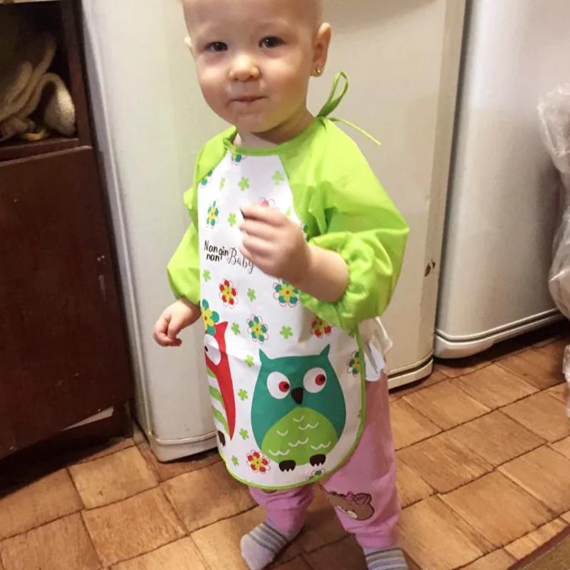 Cute Baby Bibs Waterproof Long Sleeve Apron Children Feeding Smock Bib Burp Clothes Soft Eat Toddler Baberos Bavoir Clothing