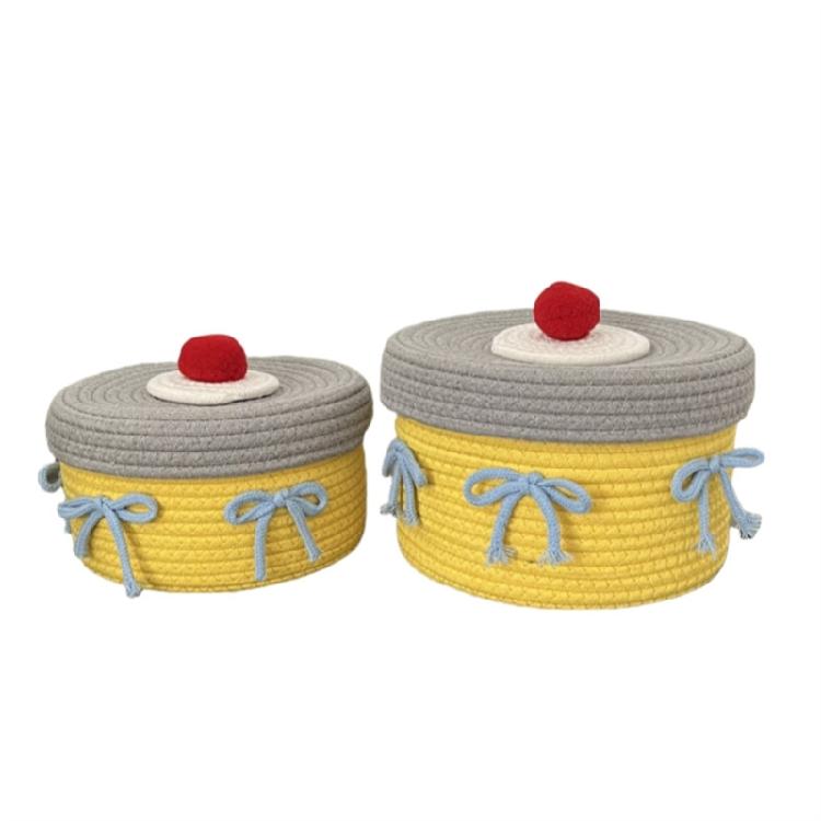 Handwoven Cotton Rope Makeup Holder Decorative Desktop Storage Basket Multipurpose Bedroom Organizer for Cosmetics
