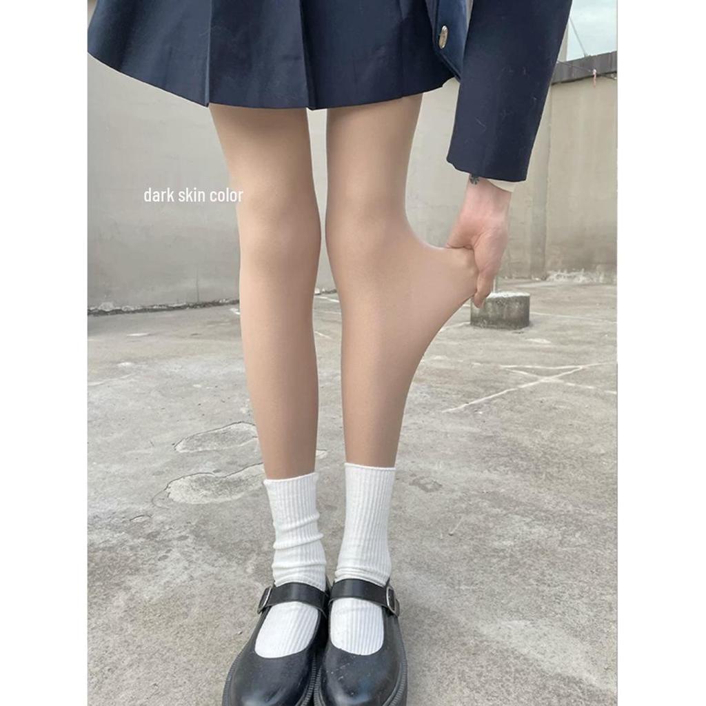 Double-Layer Polka Dot Black Silk Plus Velvet Pantyhose - Sheer Bare Leg Effect, Large Size, Thick for Autumn/Winter