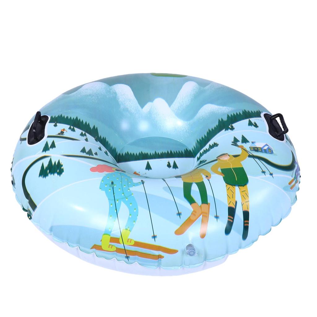 Tub de Zăpadă de 41,3 Inch PVC Rezistent la Frig Îngroșat Gonflabil Sanie de Zăpadă Inel de Schi Jucărie de Iarnă cu Mânere pentru Derdelușat în Aer Liber