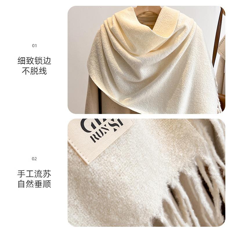 White scarf female autumn and winter versatile student lamb plush atmosphere scarf thickened shawl