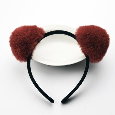 Plush Hair Hoops Cat Ears Headband for Women Girl Big Hair Ball Headband Tiara Party Hairband Hair Accessories Panda Ear