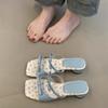 Sweet Wind Thick Heel Sandals Women's Summer New Small Floral Bow One Pedal High Heel Cool Slippers