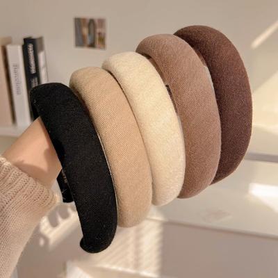 Coffee Color Series Sponge Headband for Women Simple Temperament Solid Color Thickened  Hair Band Fashion Hair Accessories
