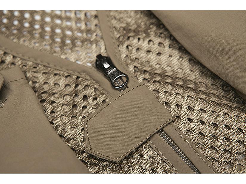 Men's Lightweight Cotton Multi-Pocket Mesh Vest - Sleeveless, Plus Size, Ideal for Summer, Fishing, and Outdoor Activities.