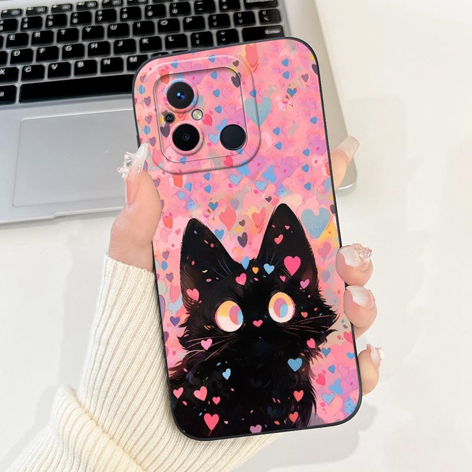 For Xiaomi Redmi 12C 11A 4G Phone Case Redmi 12 4G Poco C55 Back Cover Soft Liquid Silicone Pnada Rabbit Flower Cute Fundas