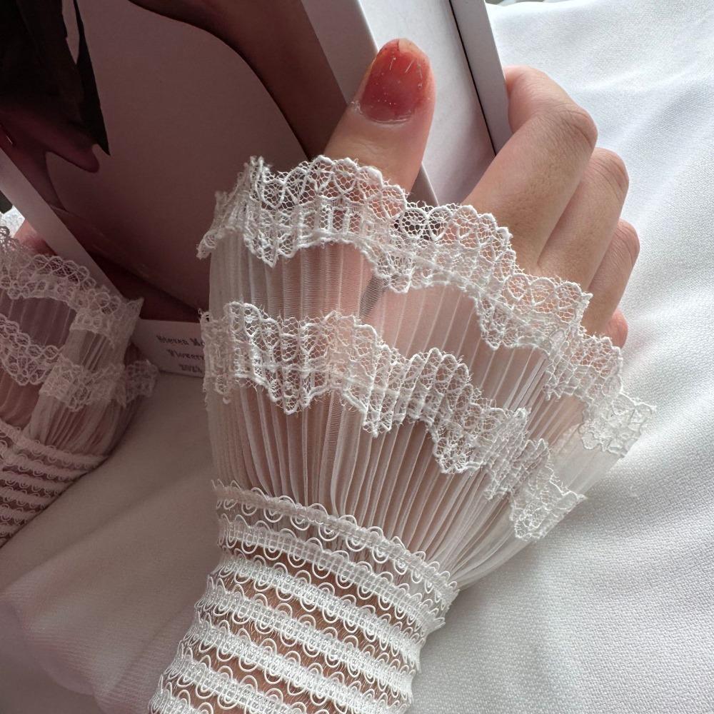 Victorian Lace Ruffled Wrist Solid Color Fake Sleeves Cuffs Detachable Sleeves Cuffs  Wedding