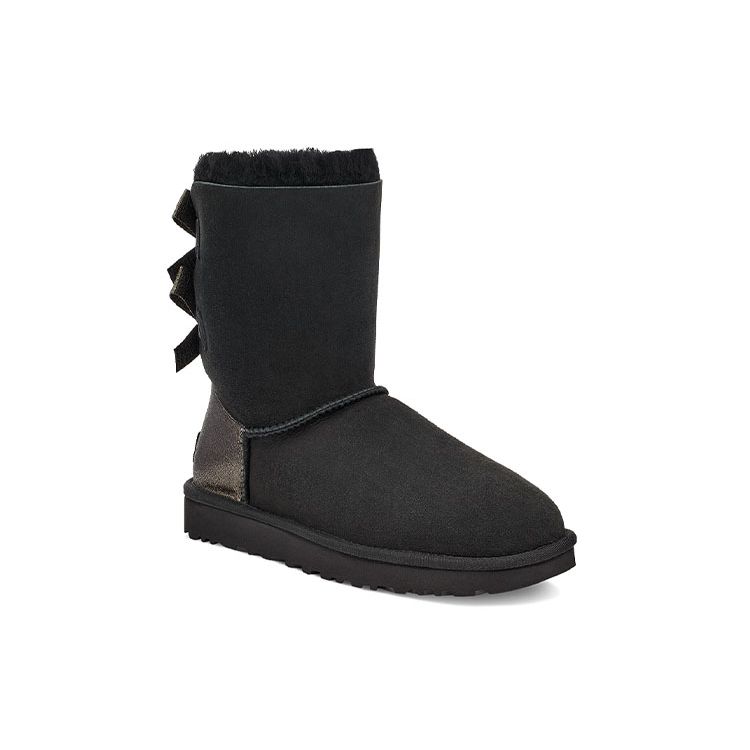 UGG Bailey Daim Chaud Baily Nœud Polaire Court Bottes de Neige Femmes bottes Noir 1120884-BLK