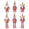 1pc Pink Stretchable Leg Christmas Plush Doll - Festive Snowman, Santa Claus & Reindeer with Golden Accents, Polyester & Metal