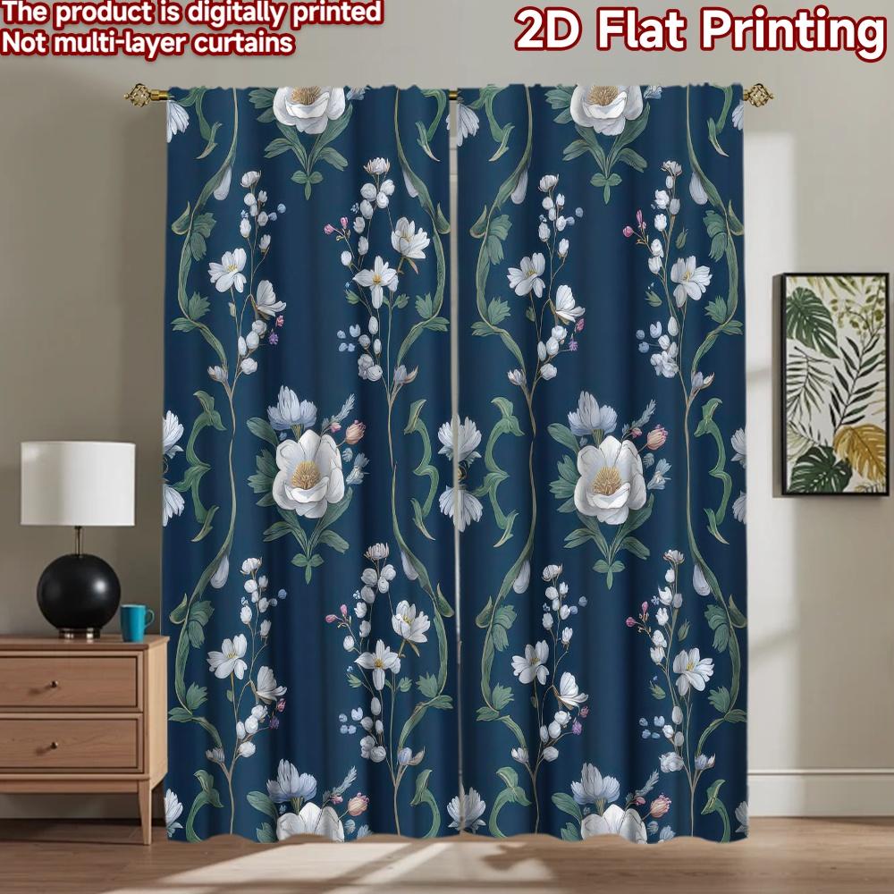 2D flat Photography Backdrop Background cloth Floral Navy Elegance 100% Polyester Party & Holiday Decor Perfect for Bedroom