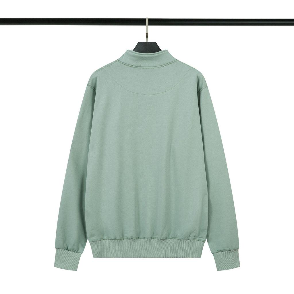 Stone Island Unisex Unifarbener Aufnäher Halber Reißverschluss Lockerer Pullover Hoodie