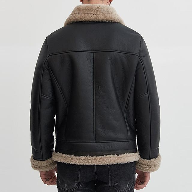 Strike Contoured Lambskin Shearling Mouton Jacket (Black)