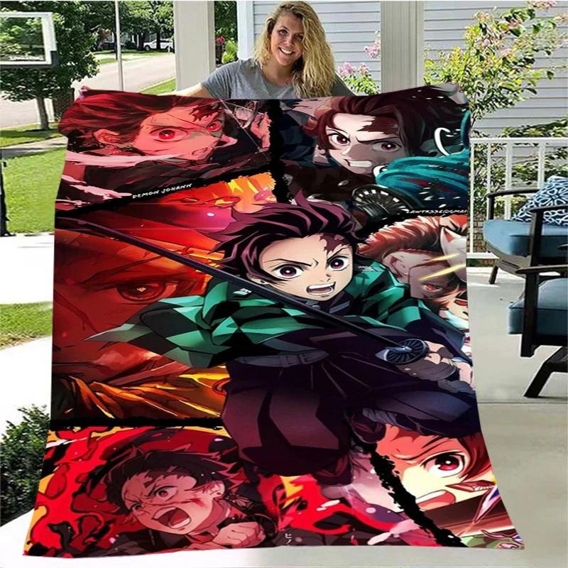 Moda Ghost Blade Stampa 3D Personaggio dei Fumetti Kamado Nezuko Sfondo Ragazza Regalo Coperta Letto Divano Coperta da Viaggio Campeggio