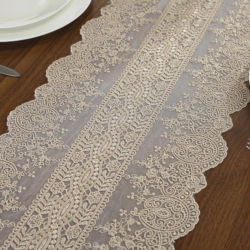 Thailändische Stickerei, koreanische Spitze, Tischflagge, europäische Ästhetik, einfache Stoff-Tischdecke, TV-Schrank, moderne Teetischflagge