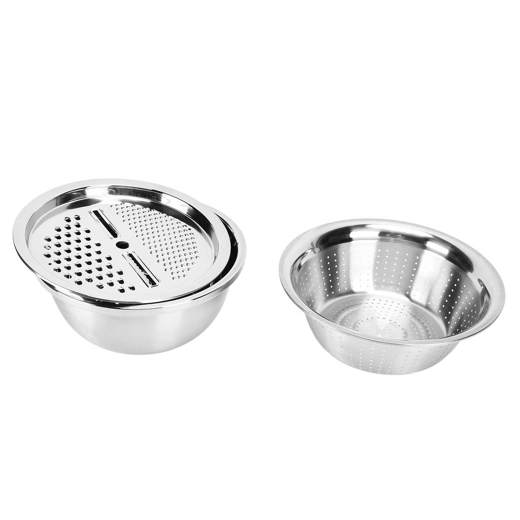 304 Stainless Steel Drain Basin 3 In 1 Set Vegetable and Fruit Cut Kneading Basin Cutting Plate Rice Sieve Pot