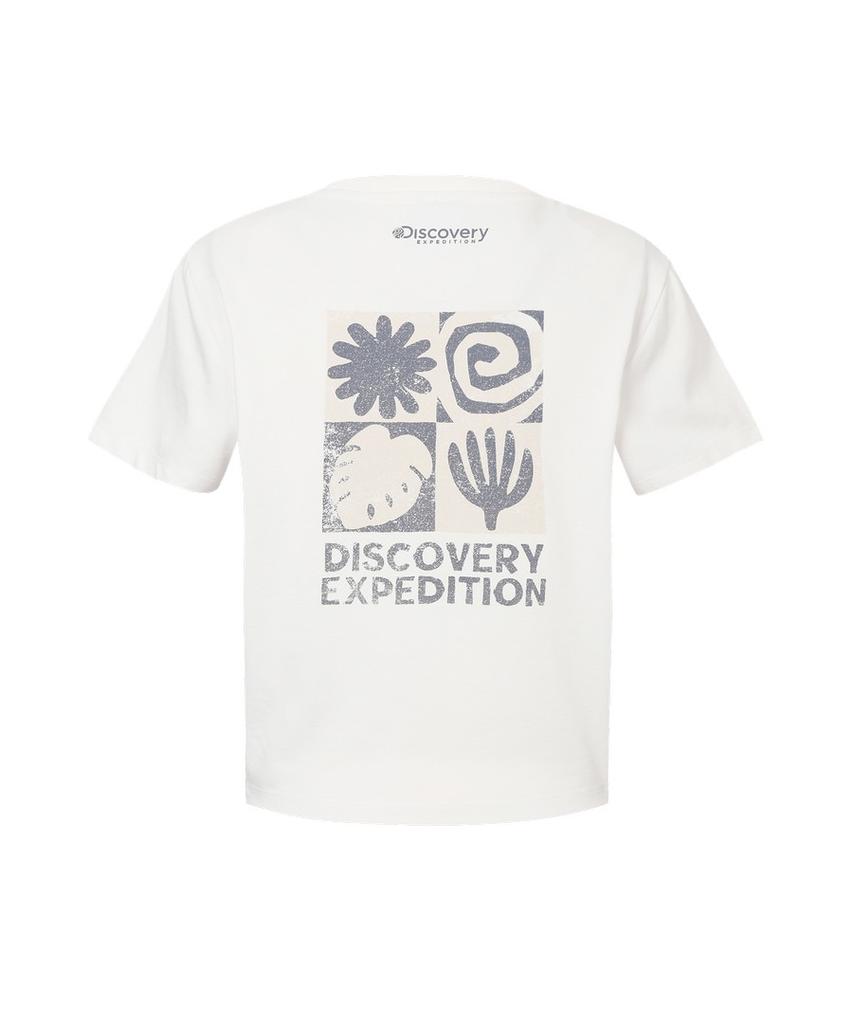 DISCOVERY EXPEDITION Freshvent Women'S Washed Crop Outdoor Frame Graphic Short Sleeve T-Shirt (White)