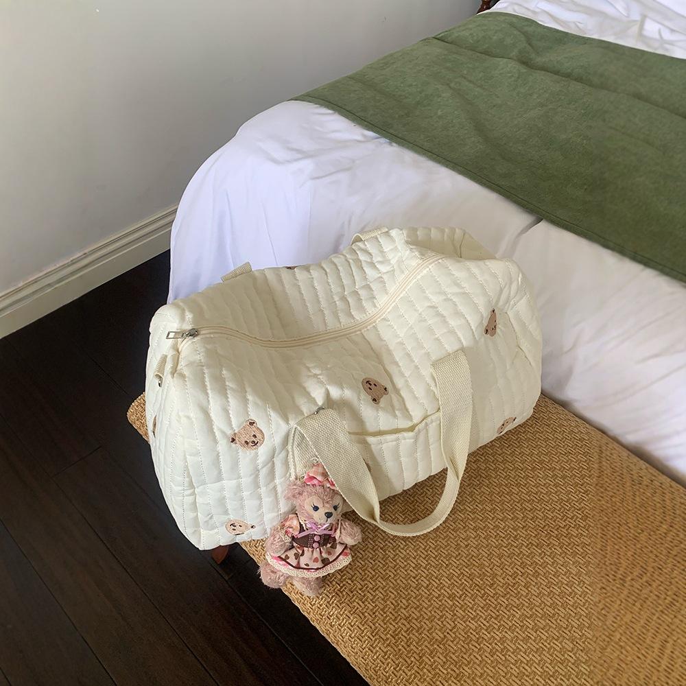 Korean Ins New Embroidered Travel Bag Large-capacity Duffel Bag Light Storage Portable Messenger Mommy Bag