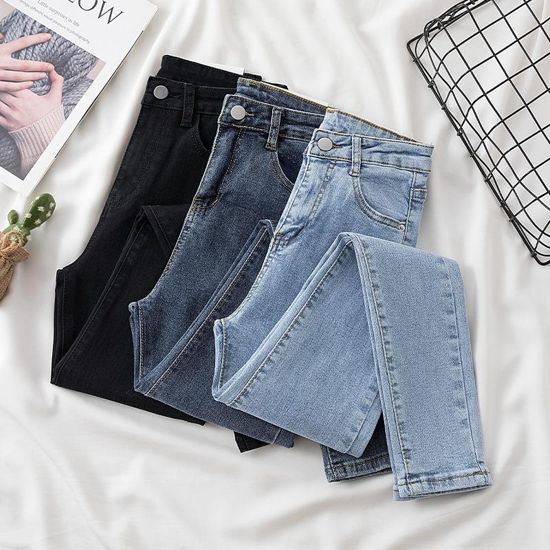 Frühling und Herbst Schlanke Skinny Damen Casual High-Waist Denim Hose Stretch Pencil Jeans Plus Size