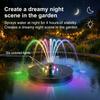 Solar-Springbrunnenpumpe mit farbiger LED-Leuchte für Vogelbad im Freien, schwimmende, solarbetriebene Wasserpumpen-Brunnen für Gartenteich