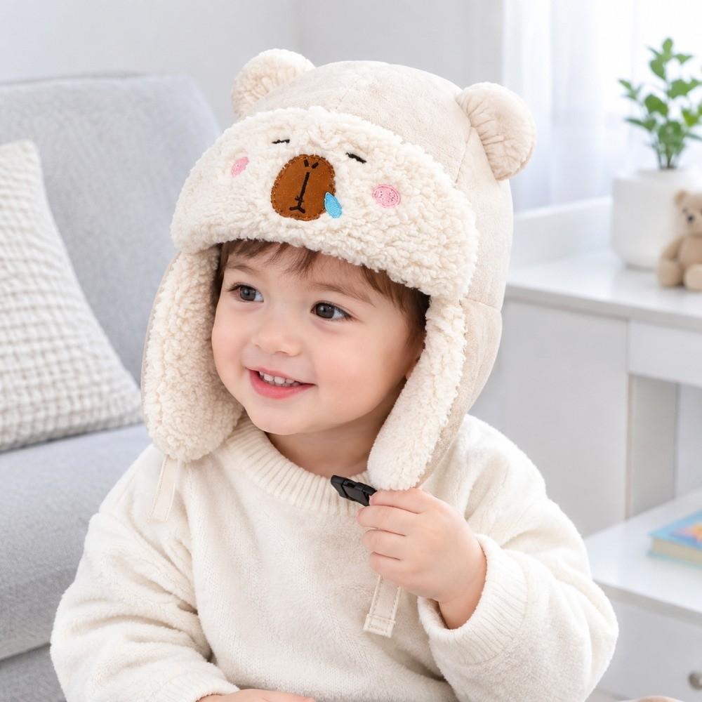Cartoon Bears Toddler Winter Hats Plushie Ears Protective Cap Kid Outdoor Caps for Cold Weather