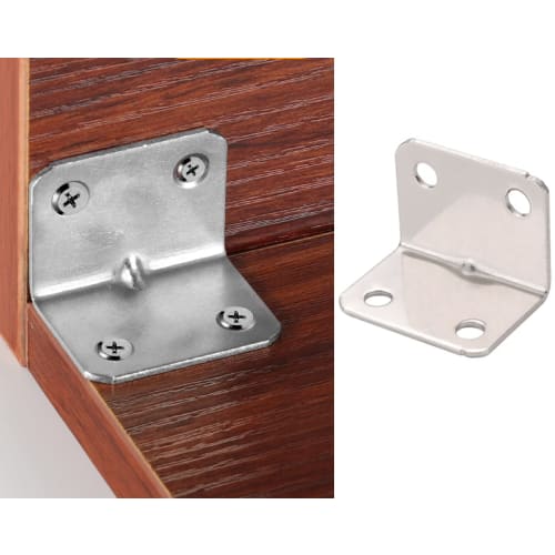 L-Shaped Corner Braces, Stainless Steel Right-Angle L-Shaped Iron Brackets for Furniture Shelves, Bronze Tone, 10pcs (25*25*32mm), Includes 40 M4*16 S