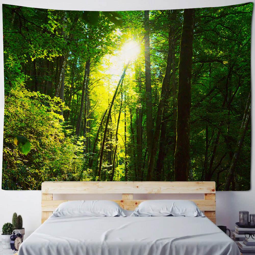 Green Jungle Tapestry Hippie Bohemian Home Decoration Wall Hanging Cloth Living Room Bedroom Mural, Background Poster
