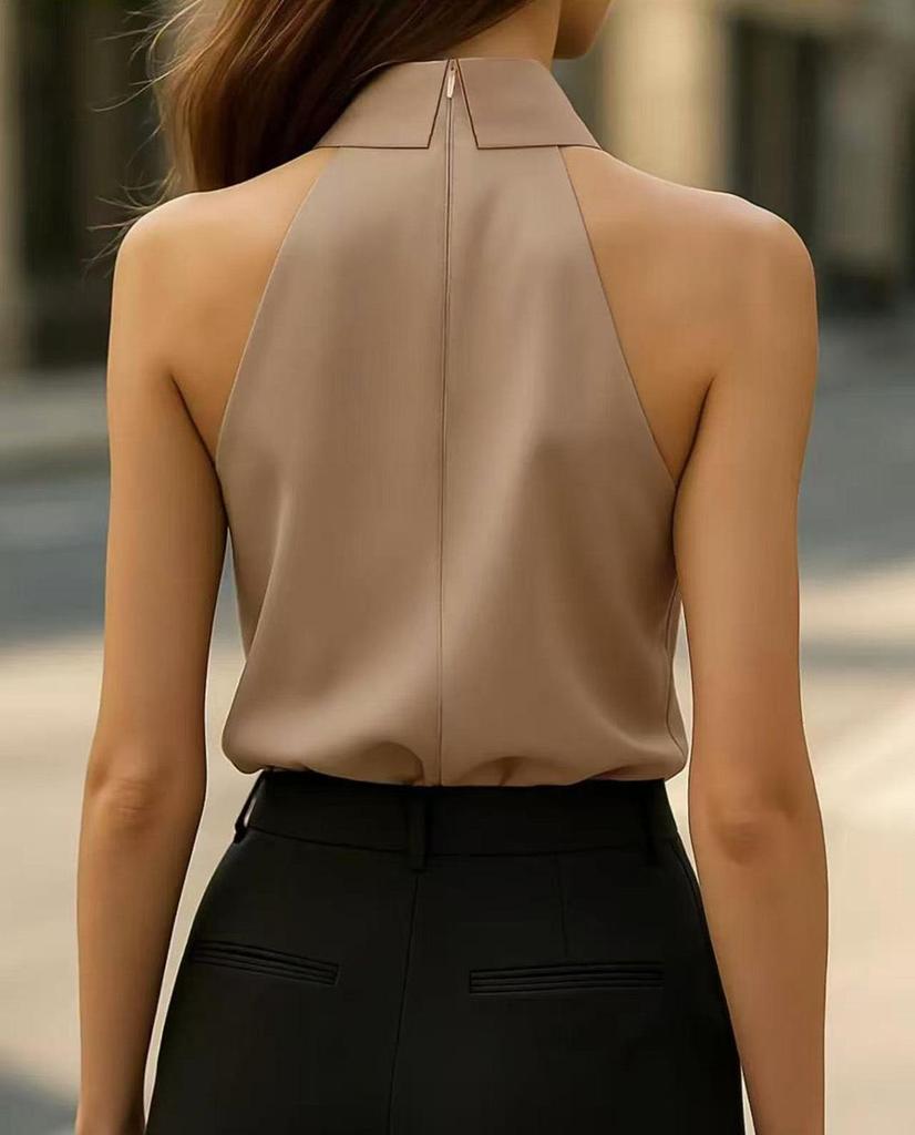 Chaleco Camisa con Solapa y Corbata de Moda Primavera/Verano 2025