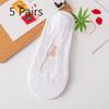 5 Pairs Lace Boat Socks Women Shallow Mouth Summer Thin Silicone Non-slip Breathable with Invisible Socks