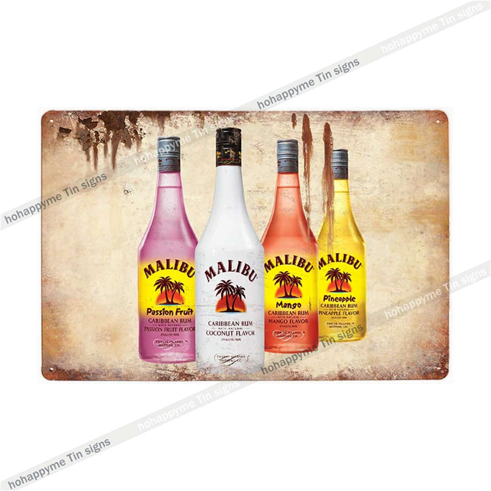 Segno di Latta Malibu Rum Pittura Metallica Targhetta Per Bar Pub Club Caffè Decorazione Adesivo Murale Poster Famiglia Targhe 20x30cm