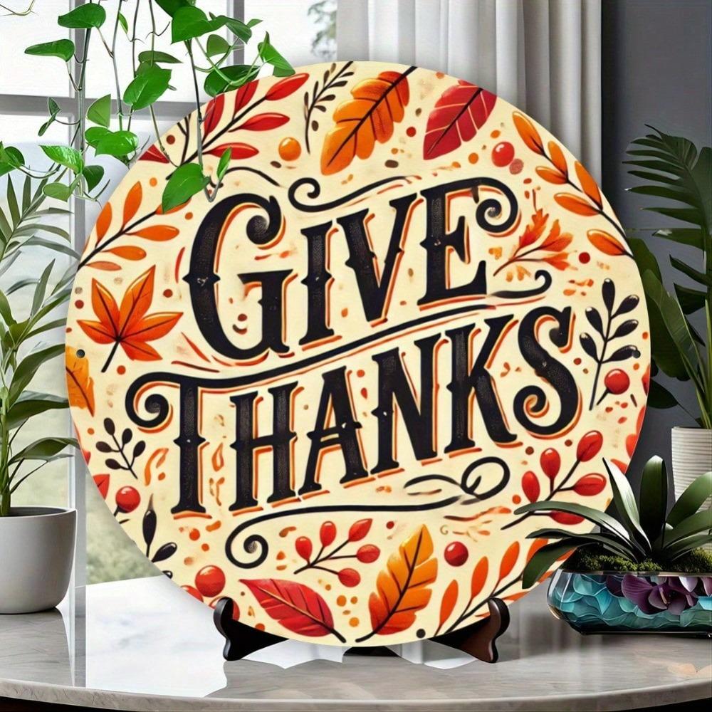 Scratch Resistant Thanksgiving Round Metal Tin Sign Wall Art for Home Bar Cafe Indoor Outdoor Decor