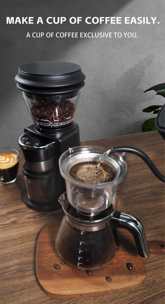 HiBREW G3 Electric Coffee Grinder, 34-Gear Scale, 210g Bean Container, 100g Powder Tank, 48mm Conical Burr, Anti-Static Function, Manual/Auto Mode