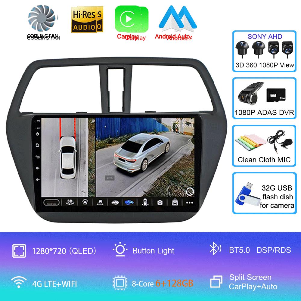 Android 14 Carplay Auto WIFI+4G Car Radio For Suzuki SX4-CROSS 2014-2017 Multimedia Video Player Navigation GPS Stereo Head Unit