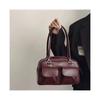 (Bordeauxrot, 28x16x10cm) Vintage Damen Business Schultertaschen Einfache Damen Pendler Tragetasche Pu Leder Damen Achselhöhle Große Handtaschen Geldbörse