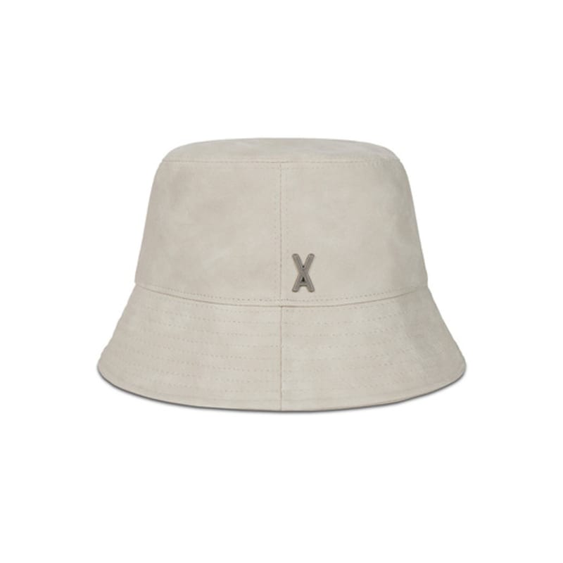 VARZAR VA Studded Vegan Leather Bucket Hat Ivory