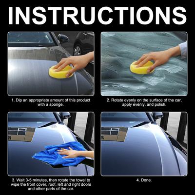 YEGBONG Cera Cristal para Coche Cera de Recubrimiento Reparación de Arañazos Limpieza Pulido Mantenimiento Encerado Cera Sólida para Coche Para Encerar Vehículos