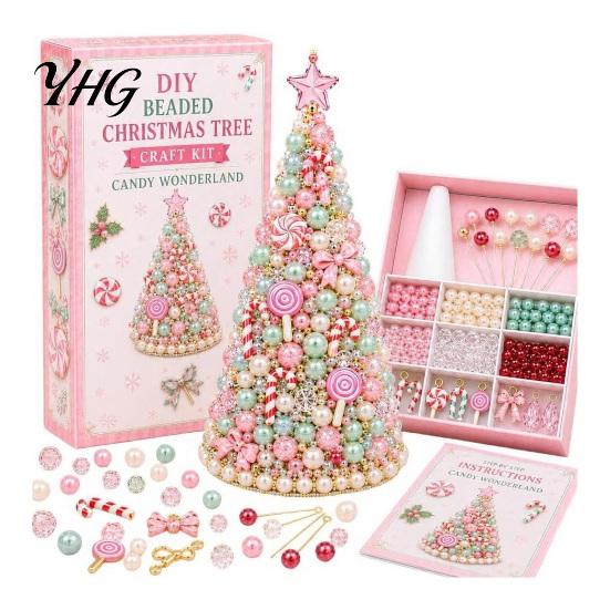 Unique Desk Accessories DIY Christmas Tree Beading Kit for Adults Beginners, Handmade 3D Ornament with Full Immersive Experience Gift Tools