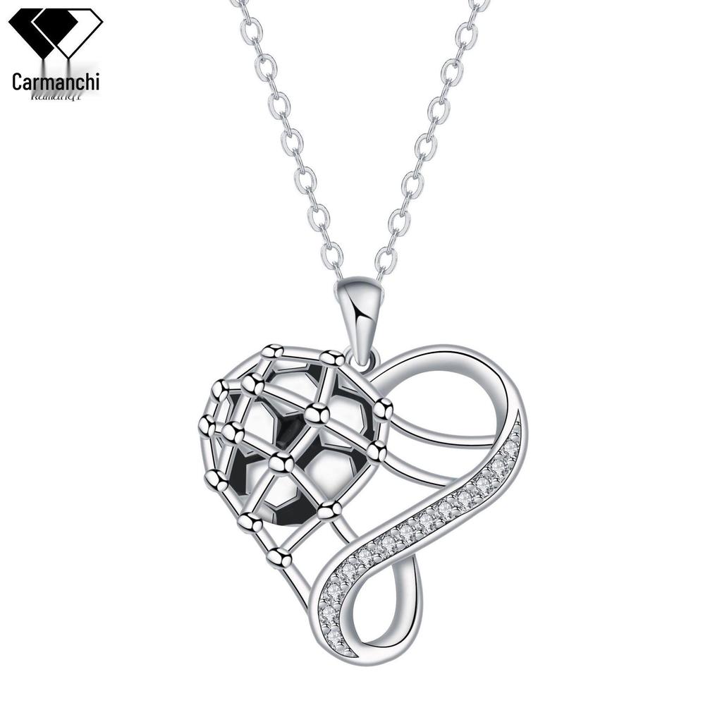 KNN-1321 Women's Luxury World Cup Football Heart & Infinite Symbol Necklace, Non-Fading Clavicle Chain