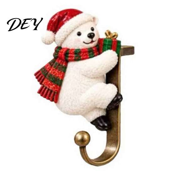 Holiday Ornament Hangers Christmas Stocking Holders for Mantle, Santa Claus/Reindeer/Nutcracker/Red Bird Metal Fireplace Tree Clips Hangers, Farmhouse