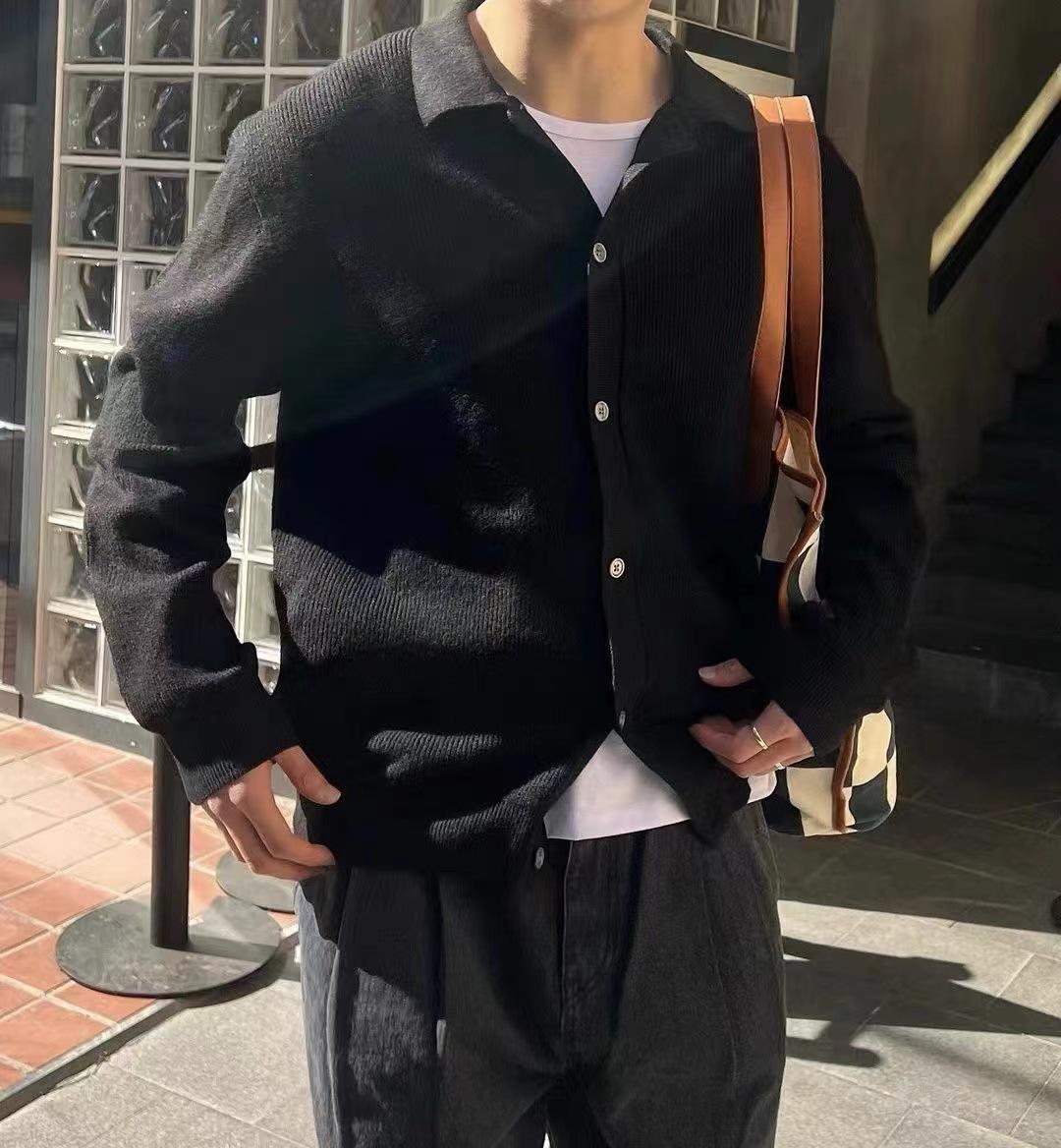 

Men s Dark Green Lazy Knit Cardigan – Korean Casual Style. S for 60-65kg чорний