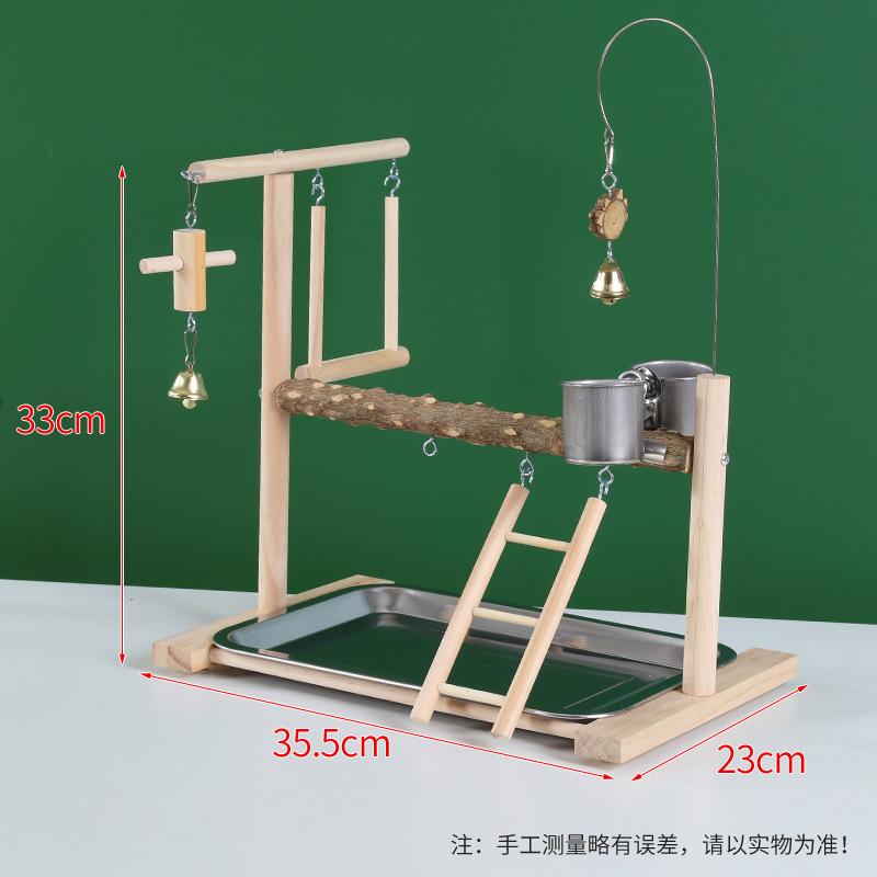 Solid Wood Bird Stand Interactive Platform Jiaohua Standing Stick for Pets Eco-Friendly Wooden Toy