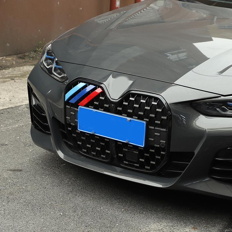 BBJI7 3Pcs Car Front Grille Trim Strips For BMW 4 Series G22 G23 G26 2020 20221 2022 2023 2024 2025 Grille Sticker Auto Accessories