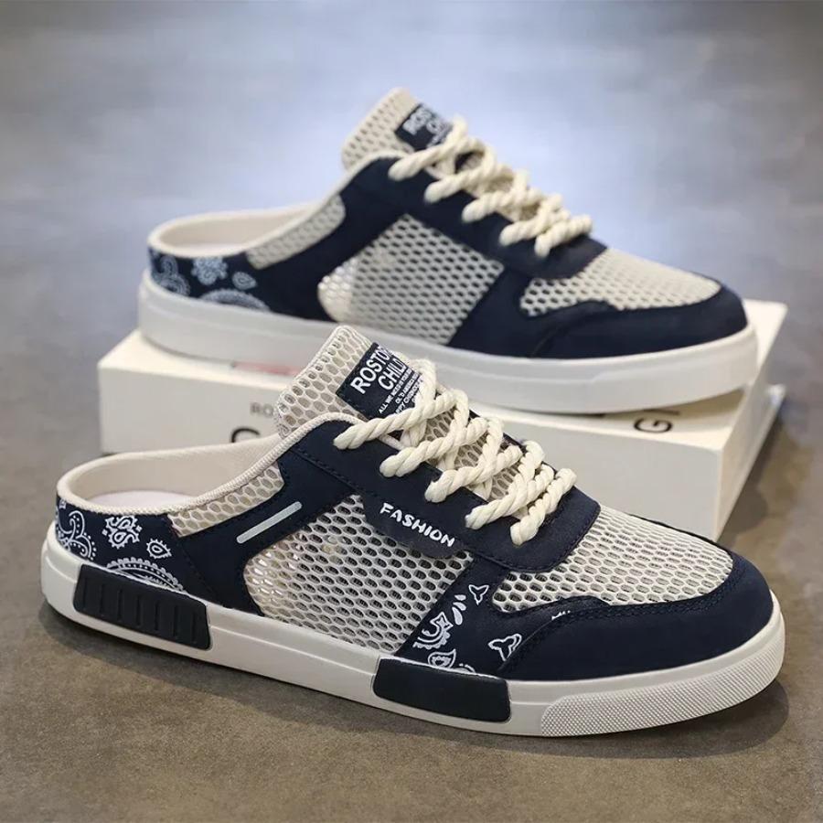 2025 Nowe siateczkowe półkapcie 39-47 duże rozmiary męskie buty sportowe casual na wiosnę i lato, oddychające mokasyny i kapcie