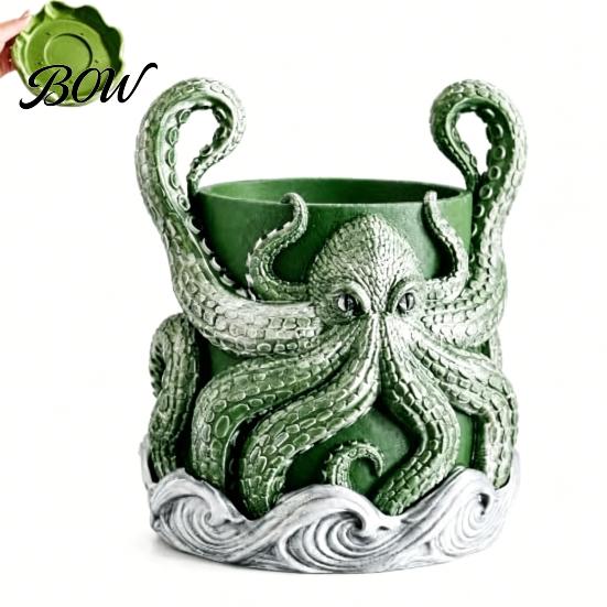 Unique Plant Gift for Gardeners 3D Printed Octopus Planter, Planter with Tray, Holder, Nautical Coastal Modern Home Decor Indoor Outdoor Holder