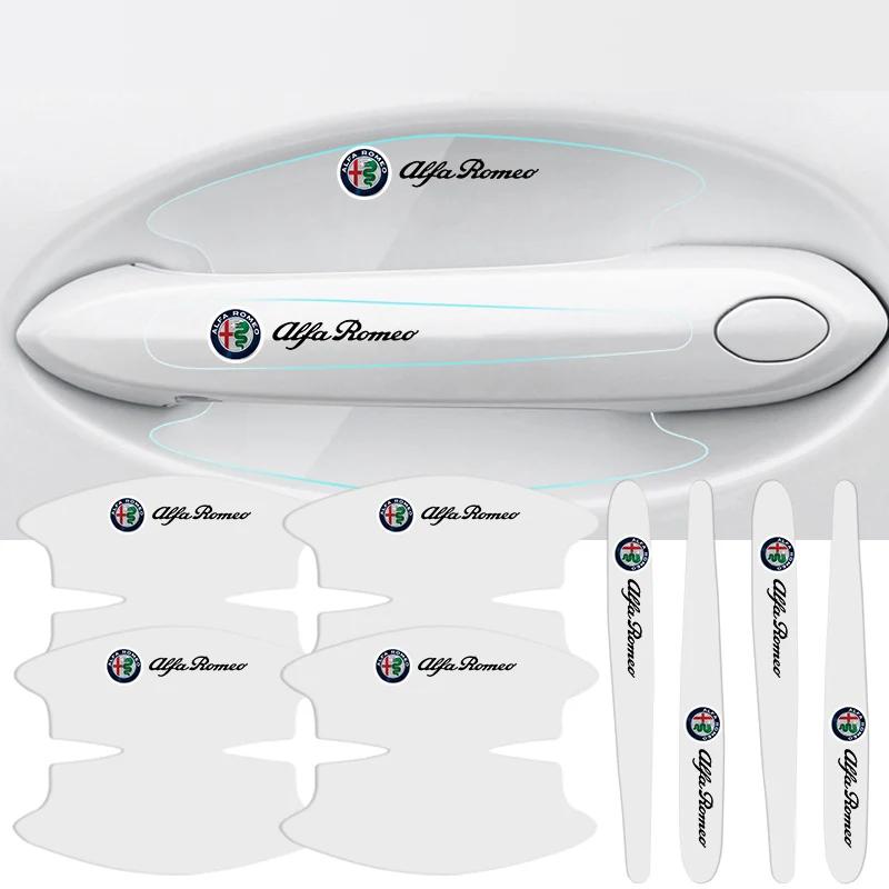 TPU Car Transparent Door Bowl Handle Protective Film Sticker For Alfa Romeo 156 159 147 4C 8C 166 Giulia Giulietta Mito Stelvio