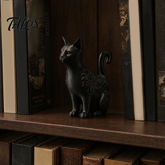 Elegant Black Cat Home Accents 3D Printed Figurines, Multi-purpose Incense Holder Mini Flower Statue Ornament Pot, Desktop Storage Organizer for Decor