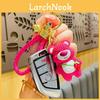 Delightful Resin Strawberry Bear Keychain Adorable Cartoon Bear Pendant For Car Bags