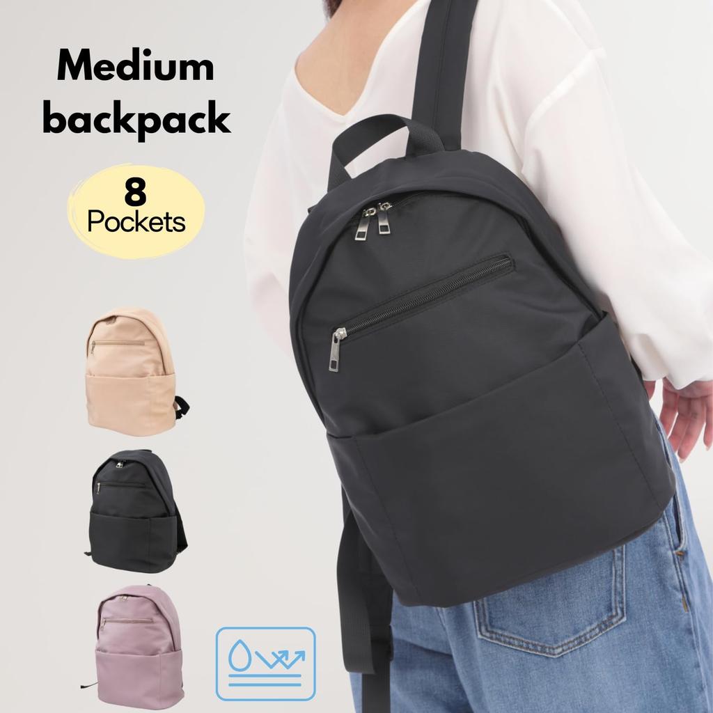Anes Water-Repellent Backpack, Small, Women's, Twill Fabric, Perfect for Commuting, Black, p838